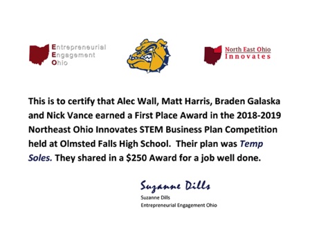 Alec Wall, Matt Harris, Braden Galaska and Nick Vance 
"Temp Soles"
Olmsted Falls High School